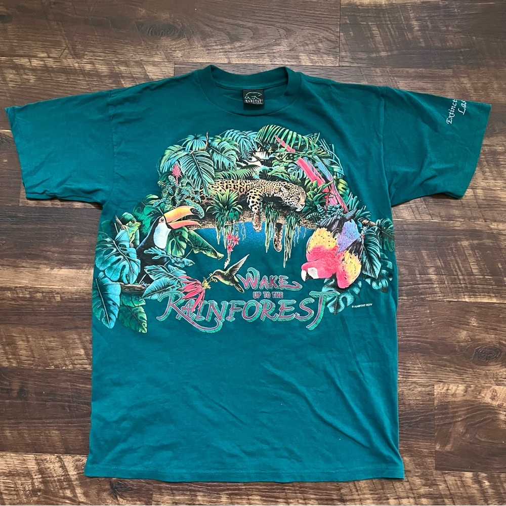 Vintage Habitat Rainforest Las Vegas wrap around colorful AOP nature shirt Large
